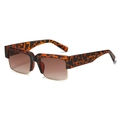 Chic square tortoise shell sunglasses with gradient brown lenses and gold metal frames - Leopard Frame Gradient Brown Lens