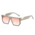Retro square flat top sunglasses with grey frosted frames and pink gradient lenses - Grey Frame / Pink Lens