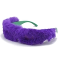 Occhiali da sole in finta pelliccia viola e montatura verde per stile hip-hop - Peluche Viola