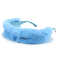 Plush light blue sunglasses with faux fur trim for hip-hop party fashion style - Regular / Regular (Incl. 13% VAT) Blue Velvet