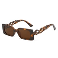 Retro rectangle tortoiseshell sunglasses with brown lenses and flame hollow temples - Tortoiseshell Frame Tea Lens