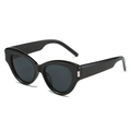 Modische Cat-Eye-Sonnenbrille mit schwarzem Rahmen und dunkelgrauen Gläsern - Normal / Glänzend Schwarzer Rahmen Graue Gläser
