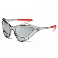 Occhiali da sole sportivi Y2K con montatura grigio trasparente e lenti a specchio argento - Montatura Galvanizzata Lente Specchiata Argento
