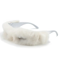 Futuristic white faux fur sunglasses with silver temples and narrow visibility lens - Regular / Regular (Incl. 13% VAT) White Velvet