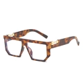 Retro oversized square tortoiseshell eyeglasses frame with elegant gold metal accents - Tortoise Frame Clear Lens