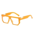 Retro square oversized glasses with translucent orange frames and gold metal hinges - Orange Yellow Frame Clear Lens