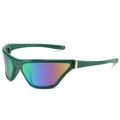 Y2K sportieve zonnebril met donkergroen glanzend montuur en iriserende glazen - Groen Frame Groene Lens