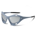 Dusty blue Y2K sports sunglasses with silver mirror lenses and hollow frame design - Regular / Regular Grey Frame with Silver Mirror Lenses