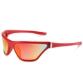 Y2K sportieve zonnebril met rood gestroomlijnd montuur en oranje spiegelglazen - Rood Frame Rode Lenzen