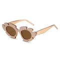 Cat eye sunglasses with champagne glitter petal frame and brown lenses for women - Regular / Standard (Incl. 13% VAT Invoice) Tea Frame Tea Lenses