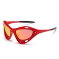 Y2K sporty cat eye sunglasses with red frame and reflective orange mirrored lenses - Regular / Standard (Incl. 13% VAT) Red Frame Red Coating