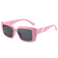 Occhiali da sole quadrati oversize rosa con decori in metallo e lenti grigio scuro - Montatura Rosa Lente Grigia