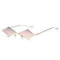 Geometrische Sonnenbrille mit goldenem Metallrahmen und lila Verlaufsgläsern - Normal / Regulär (Inkl. 13 % MwSt.) Goldrahmen mit grau-rosa Gläsern
