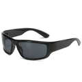 Sportliche Wrap-around-Sonnenbrille mit schwarzem Rahmen und grauen UV-Gläsern - Schwarzer Rahmen Graue Gläser