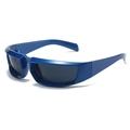Y2K cyber-inspired rectangle sports sunglasses in vibrant glossy blue frame and dark lens - Blue Frame Grey Lens