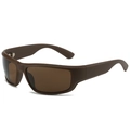 Unisex sports sunglasses featuring a matte dark brown frame with brown lenses - Tea Frame Tea Lens