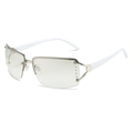 French vintage oversized Y2K sunglasses with gradient lenses and rhinestone accents - Silver Frame Light Mercury Lens