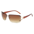French vintage oversized sunglasses with gradient brown lenses and rhinestone side details - Tea Frame Gradient Tea Lens