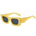 Retro rectangular sunglasses with thick yellow frame and dark lenses for women - Regular / Standard (Incl. 13% VAT Invoice) Yellow Frame Gray Lenses