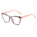 Lichtgewicht TR90 cat-eye brilmontuur met schildpadmotief en zachtroze pootjes - Schildpadframe Roze Veren / Heldere Anti-Blauw Licht Lens