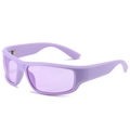 Retro Sportsonnenbrille mit lila transparenten Gläsern und lavendelfarbenem Rahmen - Scharnierzähne / Regulär (inkl. 13 % MwSt.) Violettes Gestell Violette Gläser
