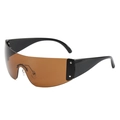 Lunettes de soleil Y2K oversize avec visière marron et branches noires aux étoiles argent - Branches Noires Verres Thé