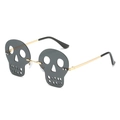 Randlose Sonnenbrille in Totenkopfform mit grauen Gläsern und goldenem Metallgestell - Goldrahmen Graue Gläser