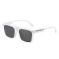 Occhiali da sole quadrati bianchi alla moda con stanghette a righe e lenti grigio scuro - Montatura Bianca Lente Grigia (C0.8)