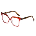 Occhiali TR90 oversize con montatura rossa trasparente e astine tartarugate - Montatura Rossa