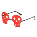 Randlose Halloween Sonnenbrille mit roten Totenkopf-Gläsern und schwarzen Bügeln - Schwarzer Rahmen Weinrote Gläser