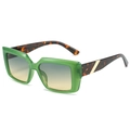 Occhiali da sole quadrati verdi trasparenti con stanghette tartarugate e lenti UV400 - Montatura Verde Lenti Verde Giallo