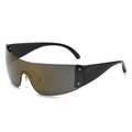 Lunettes de soleil Y2K enveloppantes avec monture noire brillante et verres dégradés - Monture Noire Verres Miroir Dorés