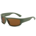 Sport-Sonnenbrille in Matt-Olivgrün mit braunen Gläsern und Vintage-Quadratrahmen - Grüner Rahmen Teegläser