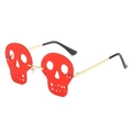 Rahmenlose rote Totenkopf-Sonnenbrille mit goldenem Metallrahmen für Halloween-Partys - Goldener Rahmen Weinrote Gläser