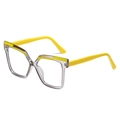 Occhiali TR90 con montatura grande e design trendy con blocchi di colore giallo e trasparente - Montatura Gialla e Grigia