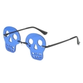 Randloze skelet zonnebril voor Halloween met blauwe glazen en zwart metalen montuur - Zwart Frame Donkerblauwe Lens