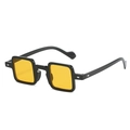 Retro square sunglasses featuring thick black frame and transparent yellow lenses - Black Frame Orange Yellow Lens