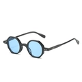 Gafas de sol poligonales negras vintage con lentes transparentes azul claro - Montura Negra Lentes Azules