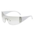 Y2K wraparound sunglasses featuring a sleek white frame and silver star rivets - White Frame Silver Mirrored Lens