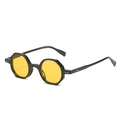 Gafas de sol retro octogonales con montura negra y lentes amarillas brillantes - Montura Negra Lentes Amarillas