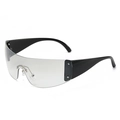 Y2K futuristic oversized rimless sunglasses with clear lenses and star rivet accents - Black Frame Silver Mirrored Lens