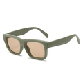 Fashionable olive green oversized square sunglasses with brown lenses for men and women - Regular / Green Frame Light Tea Lens