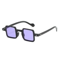 Retro square frame sunglasses featuring black frames with purple tinted lenses - Black Frame Purple Lens