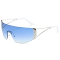 Y2K rimless sports sunglasses with blue gradient lens and star rhinestone details - Regular / Regular (Incl. 13% VAT) Silver Frame with Gradient Blue Lenses