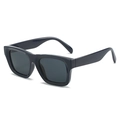 Classic oversized square sunglasses with black glossy frames and dark tinted lenses - Regular / Blue Frame Grey Lens