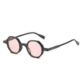 Retro octagonal sunglasses with black frames and translucent pink lenses for women - Black Frame Pink Lens
