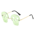 Groene schedel randloze zonnebril voor Halloween feestjes met gouden pootjes - Gouden Frame Groen