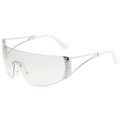 Y2K rimless silver sports sunglasses with star pattern and grey transparent lens - Regular / Regular (incl. 13% VAT) Silver Frame Light Silver Mirror Lenses
