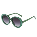 Lunettes de soleil rondes rétro avec monture pailletée verte et verres dégradés - Monture Verte Verres Double Gris