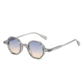 Polygonal sunglasses with transparent grey frame and blue-orange gradient lenses - Grey Frame Blue Brown Lens